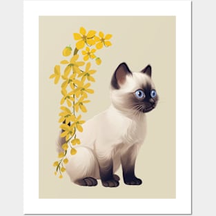 Siamese Cat and Thailand National Flower Posters and Art